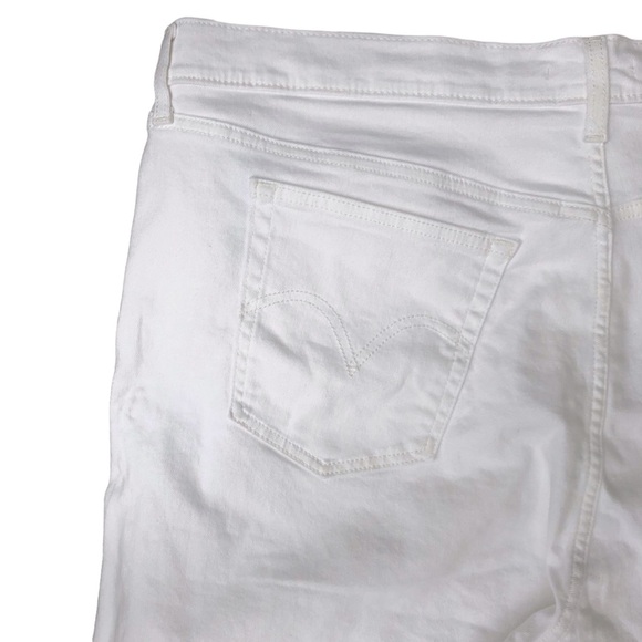Levi’s Premium Wedgie Skinny Distressed Size 24W White Crop High Waist - Picture 9 of 16